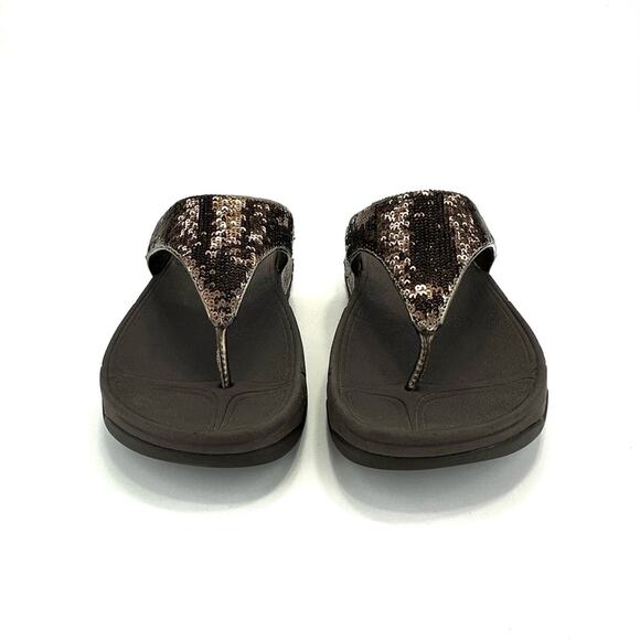 Fitflop Lulu Thong-Toe Sandal/Flip Flop Sz 8 Brown Sequin Arch Support Cushioned - Picture 3 of 13